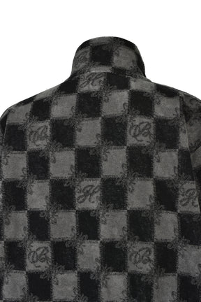 BLOCK CHECK PILE JACKET / BLK