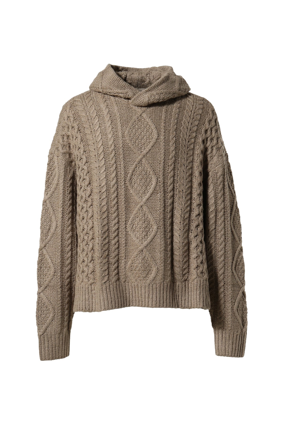 ESSENTIALS CABLE KNIT HOODIE / CORE HEATHER