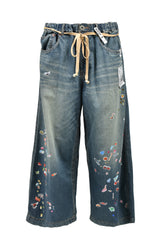 DENIM HUGE DETAIL PANTS W KIDS STICKER / IND