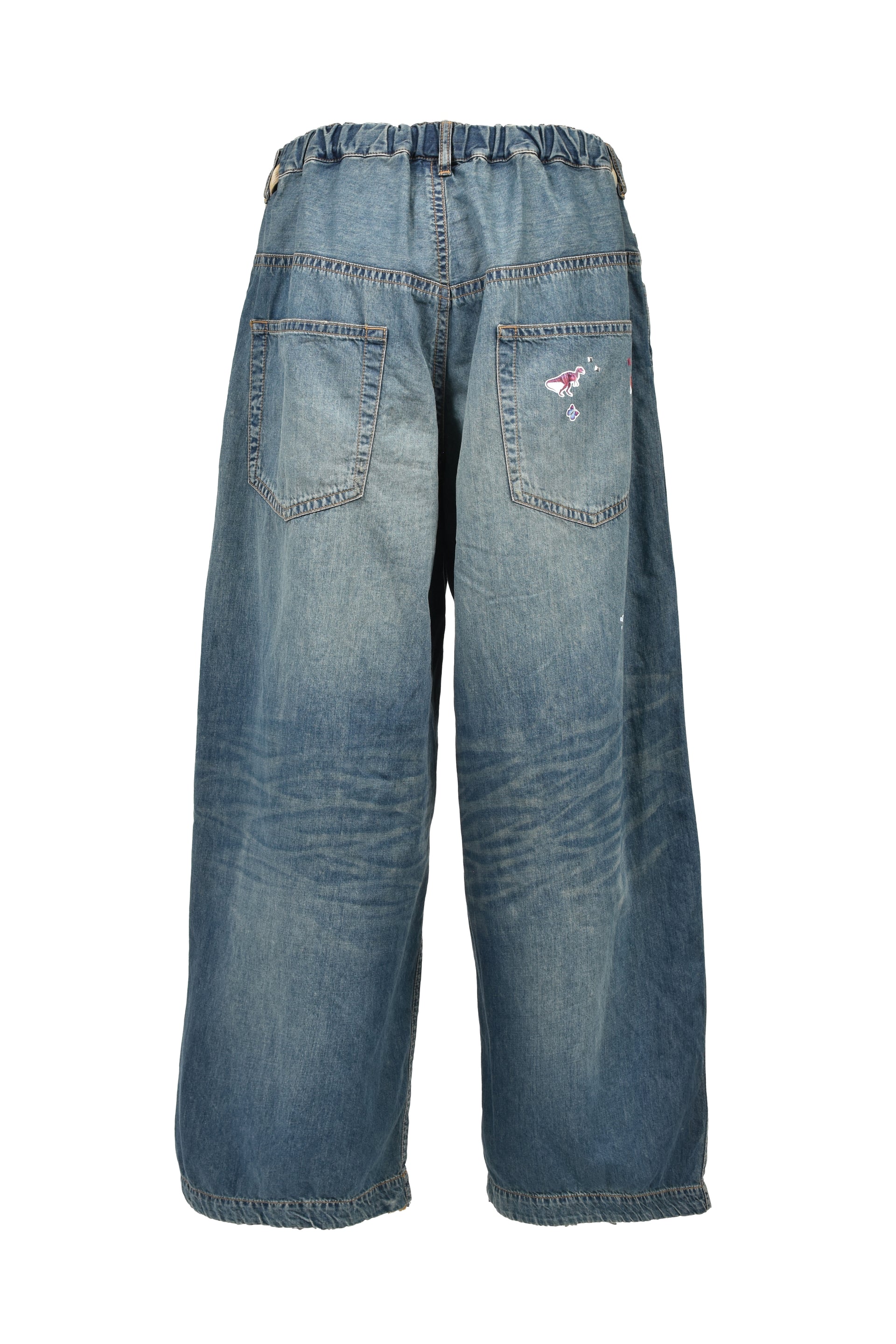 DENIM HUGE DETAIL PANTS W KIDS STICKER / IND