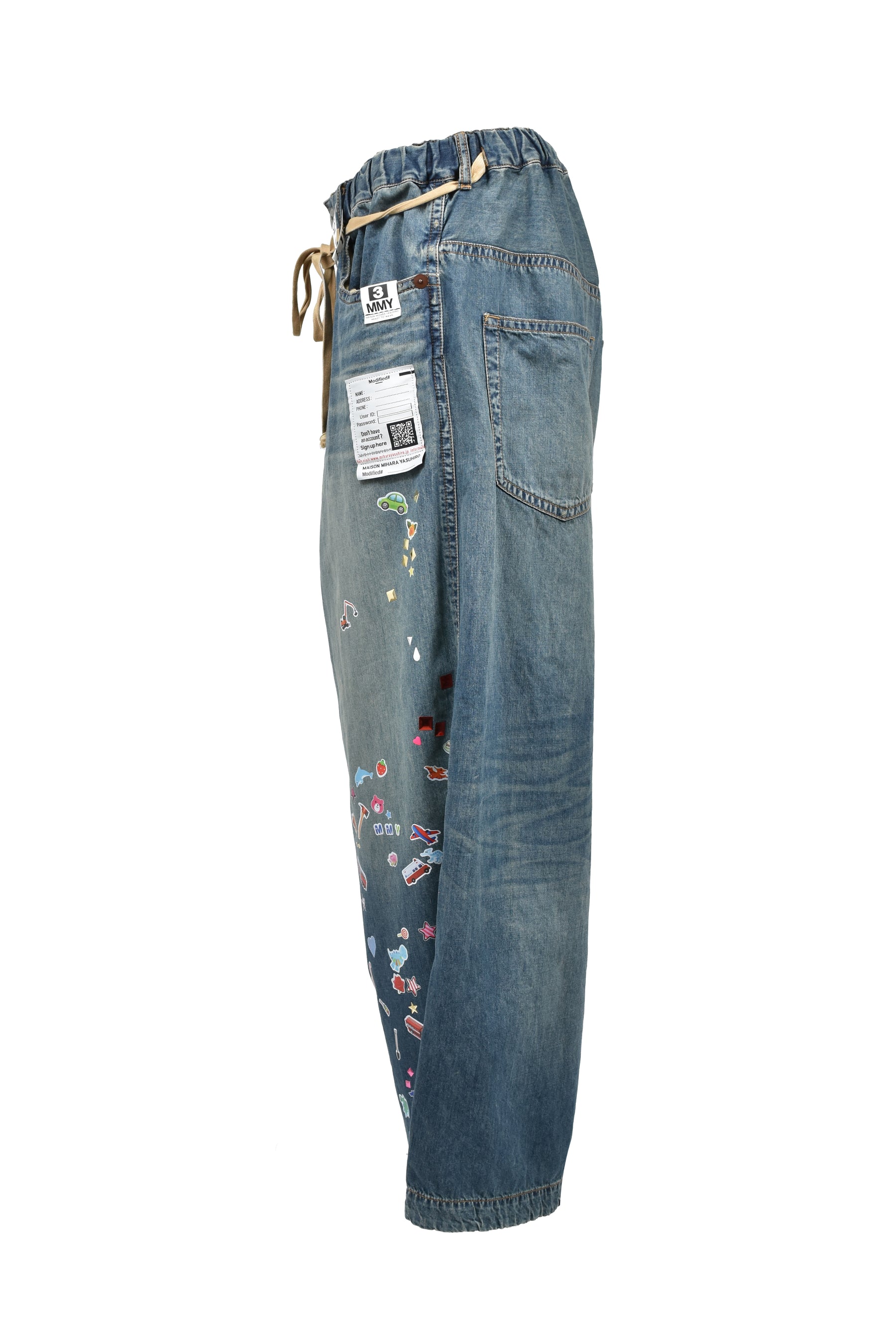DENIM HUGE DETAIL PANTS W KIDS STICKER / IND