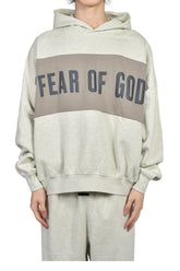 CROPPED RELAXED PANELLED HOODIE / VANILLA HEATHER / SEAL