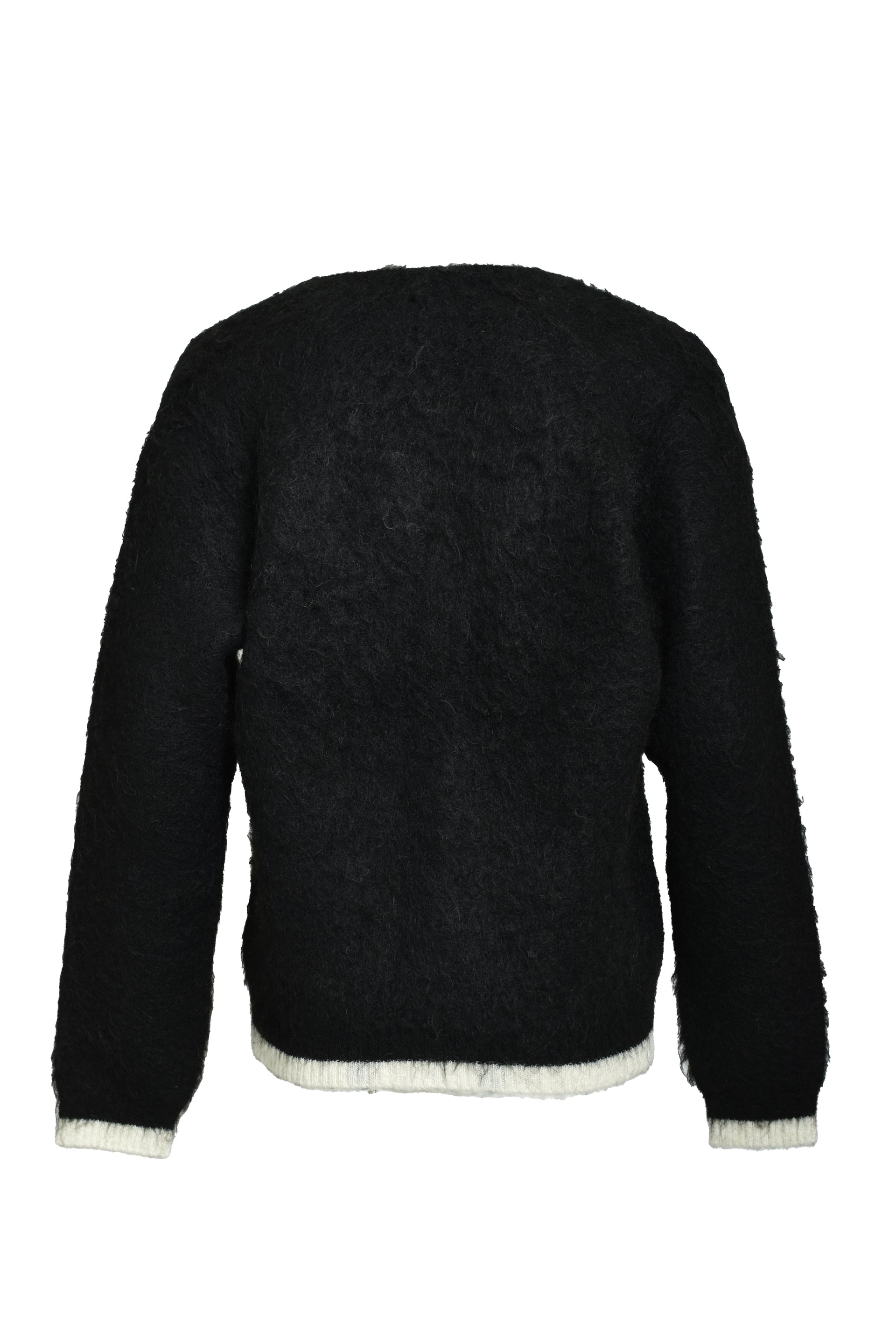 KNIT CARDIGAN/TRIM / BLK