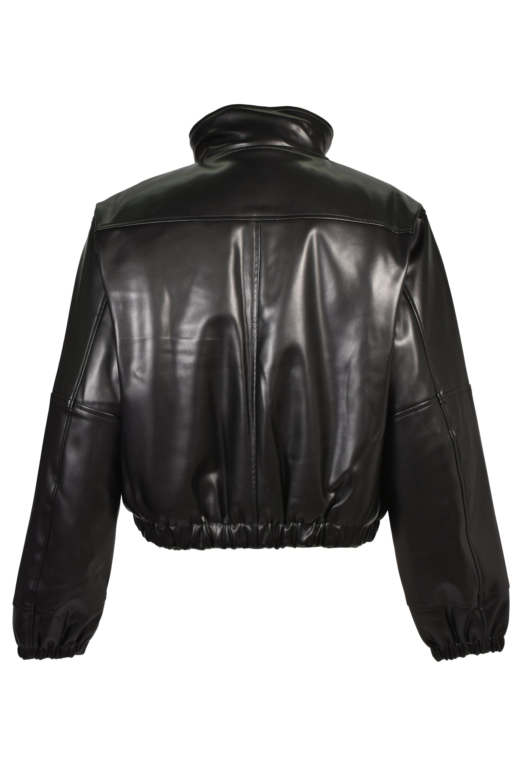 FAUX LEATHER MOUTON JACKET / BLK