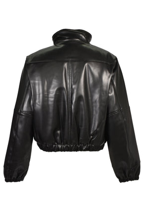 FAUX LEATHER MOUTON JACKET / BLK
