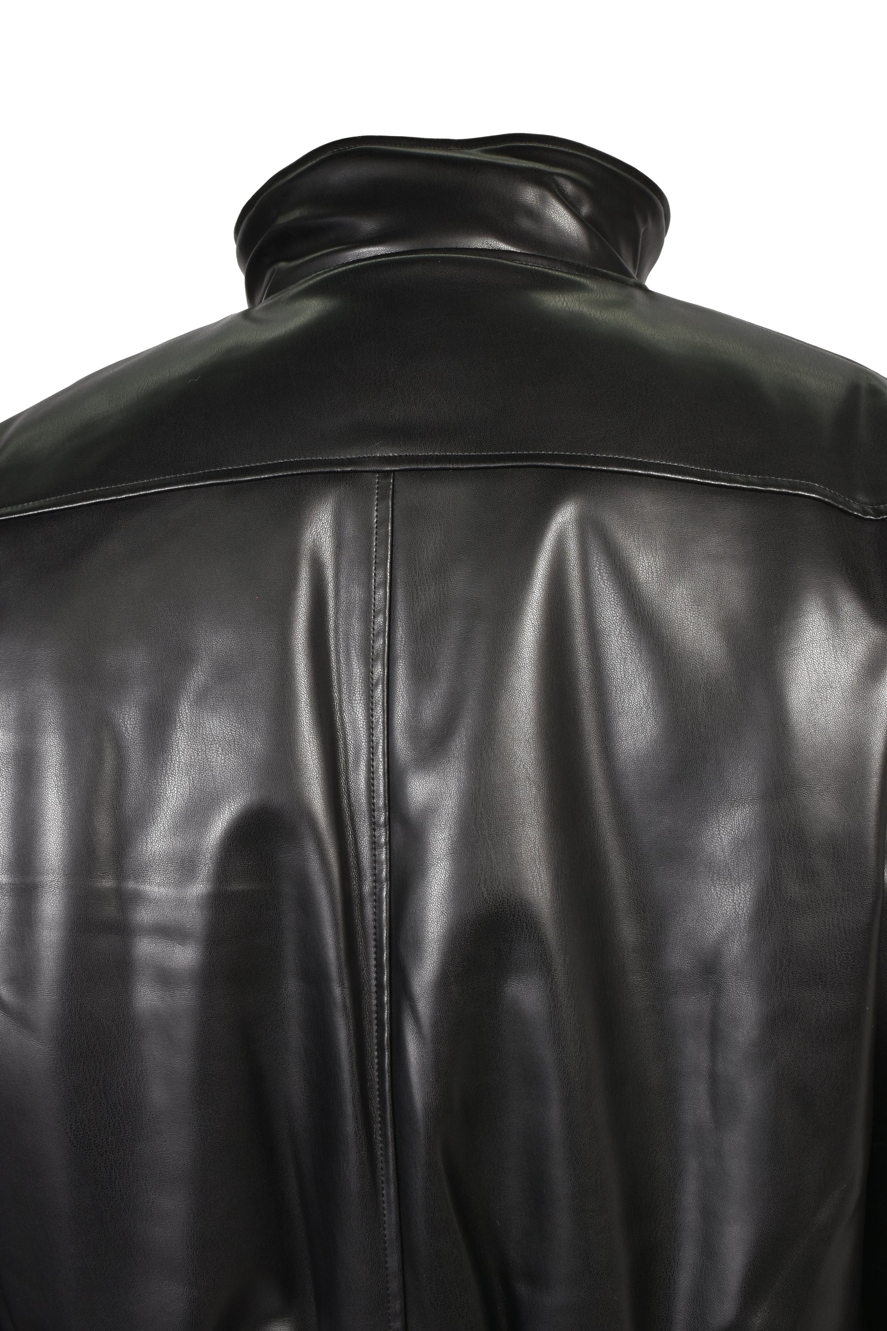 FAUX LEATHER MOUTON JACKET / BLK