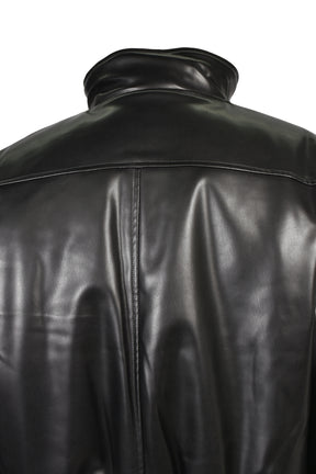 FAUX LEATHER MOUTON JACKET / BLK