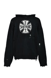SOUTHSIDE CROSS DAMAGE MOHIR HOODIE / BLK 