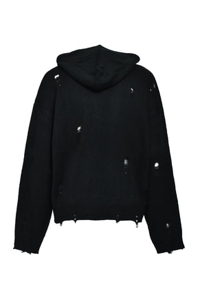 SOUTHSIDE CROSS DAMAGE MOHIR HOODIE / BLK 