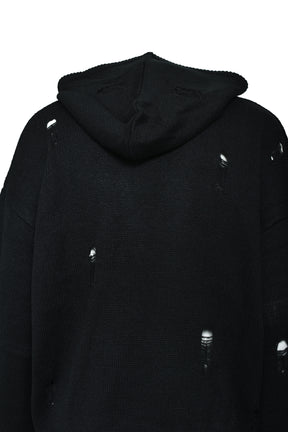 SOUTHSIDE CROSS DAMAGE MOHIR HOODIE / BLK 