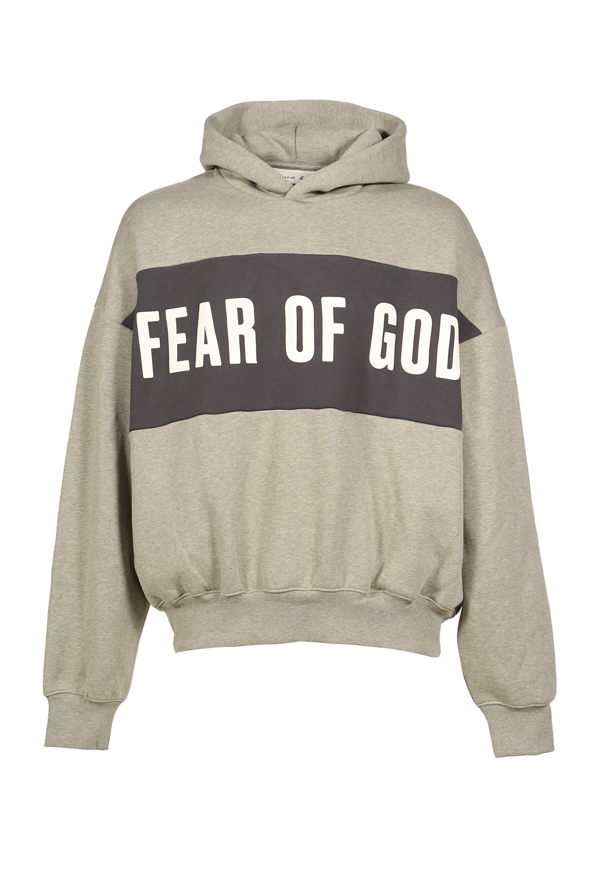 CROPPED RELAXED PANELLED HOODIE / SEAL HEATHER / IRON GRY