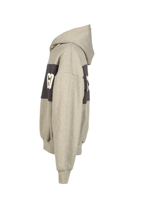 CROPPED RELAXED PANELLED HOODIE / SEAL HEATHER / IRON GRY