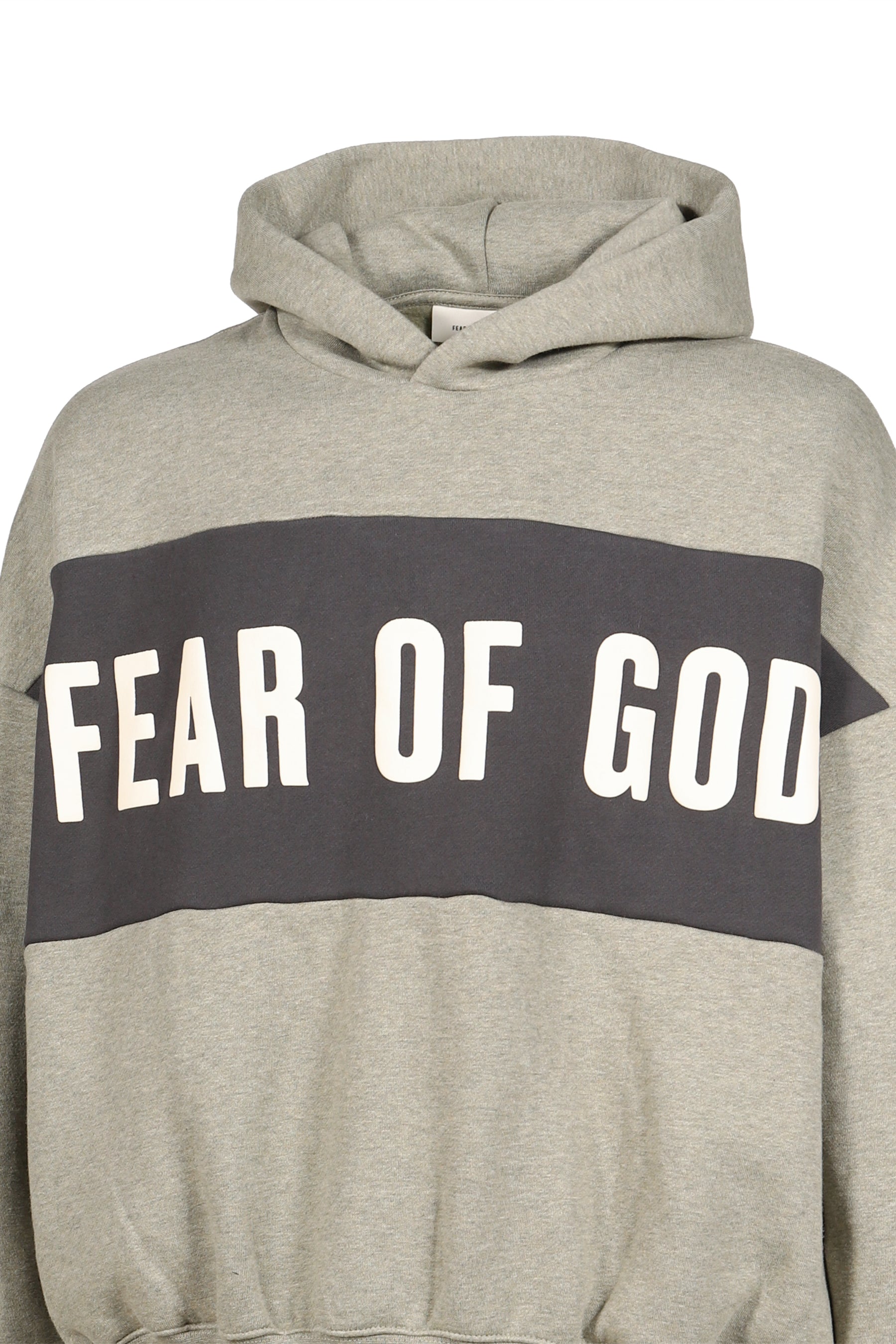 CROPPED RELAXED PANELLED HOODIE / SEAL HEATHER / IRON GRY
