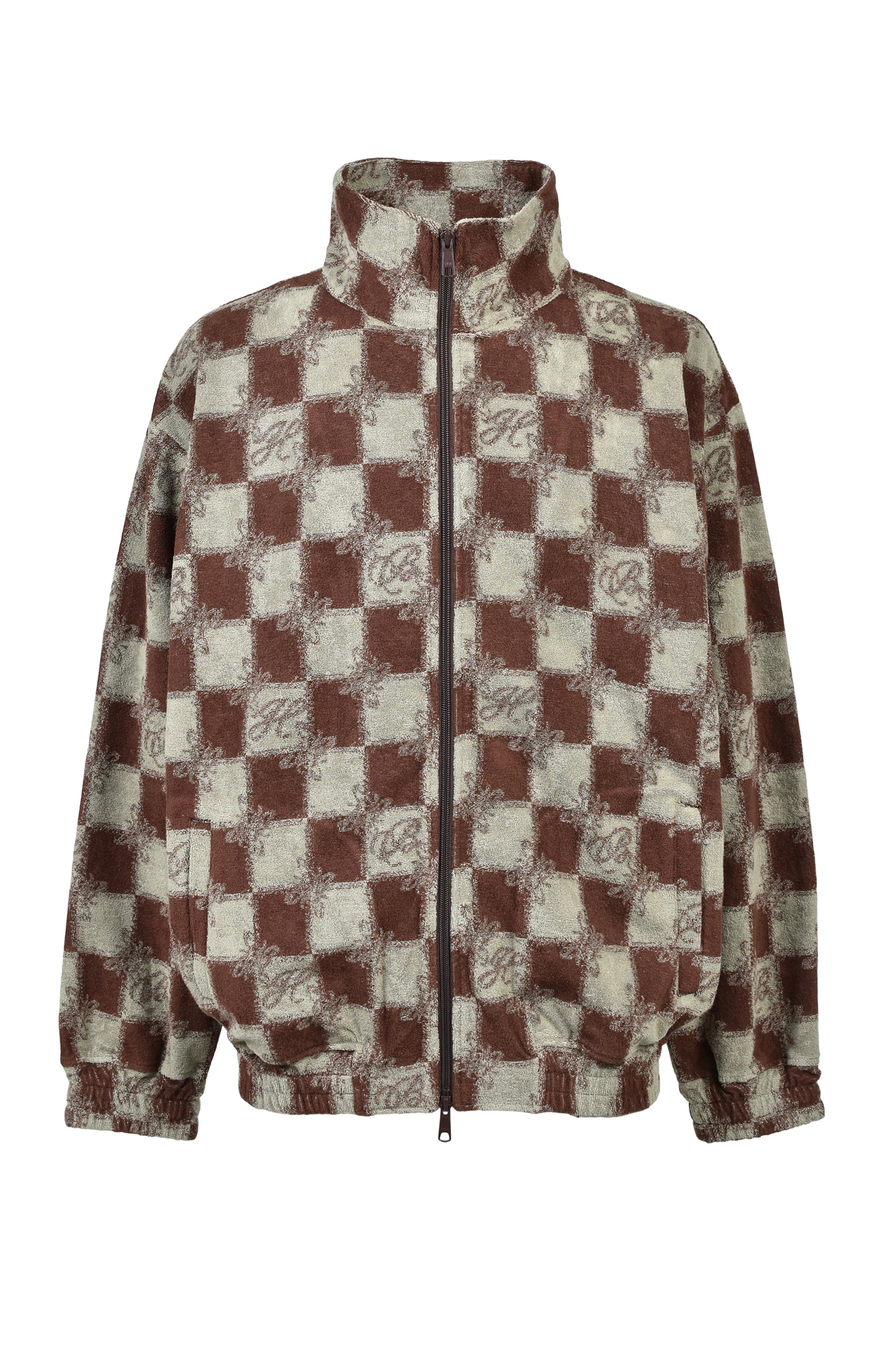 BLOCK CHECK PILE JACKET / BRW