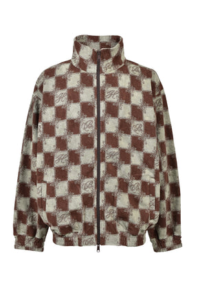 BLOCK CHECK PILE JACKET / BRW