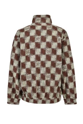 BLOCK CHECK PILE JACKET / BRW