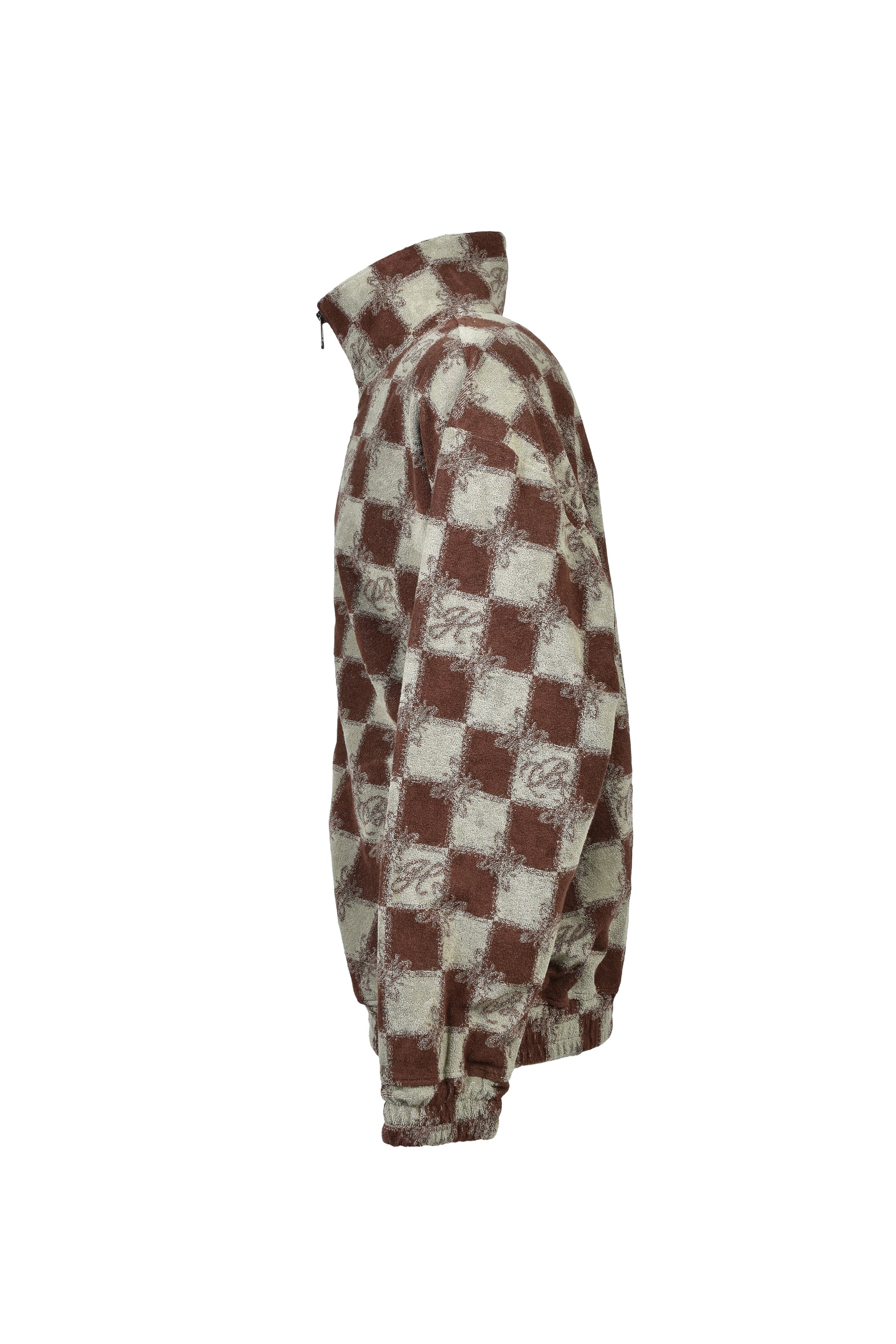 BLOCK CHECK PILE JACKET / BRW
