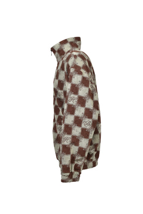 BLOCK CHECK PILE JACKET / BRW