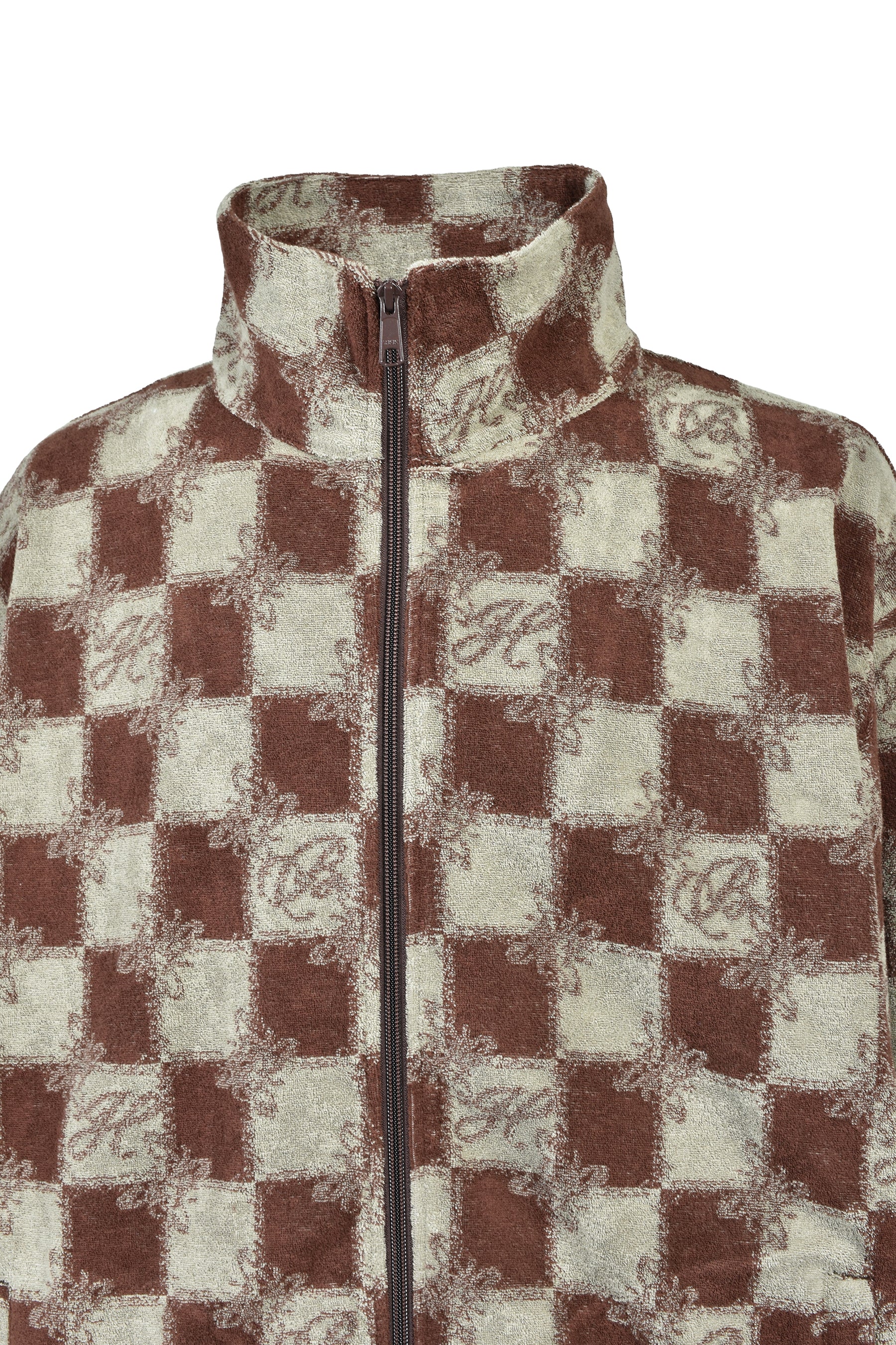 BLOCK CHECK PILE JACKET / BRW