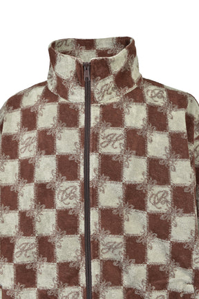 BLOCK CHECK PILE JACKET / BRW