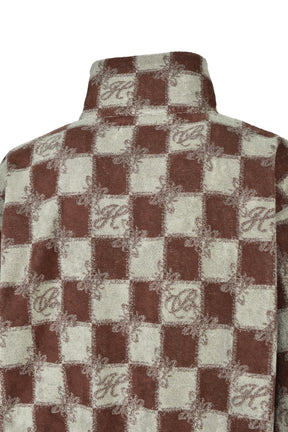 BLOCK CHECK PILE JACKET / BRW