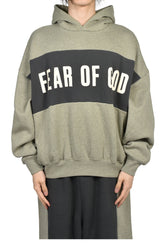 CROPPED RELAXED PANELLED HOODIE / SEAL HEATHER / IRON GRY