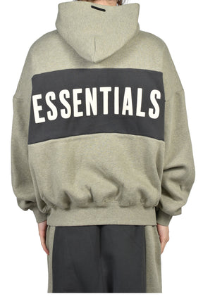 CROPPED RELAXED PANELLED HOODIE / SEAL HEATHER / IRON GRY
