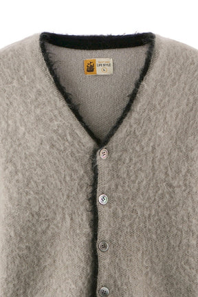 KNIT CARDIGAN/TRIM / GRY