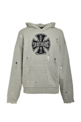SOUTHSIDE CROSS DAMAGE MOHIR HOODIE / DUST