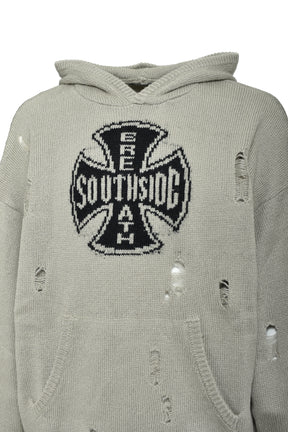SOUTHSIDE CROSS DAMAGE MOHIR HOODIE / DUST