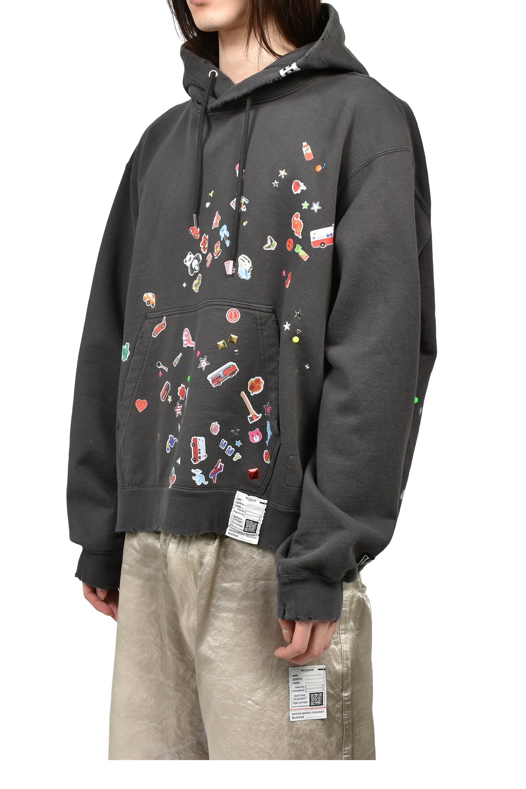 KIDS STICKER HOODIE / BLK