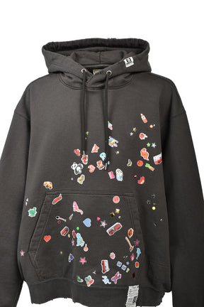 KIDS STICKER HOODIE / BLK