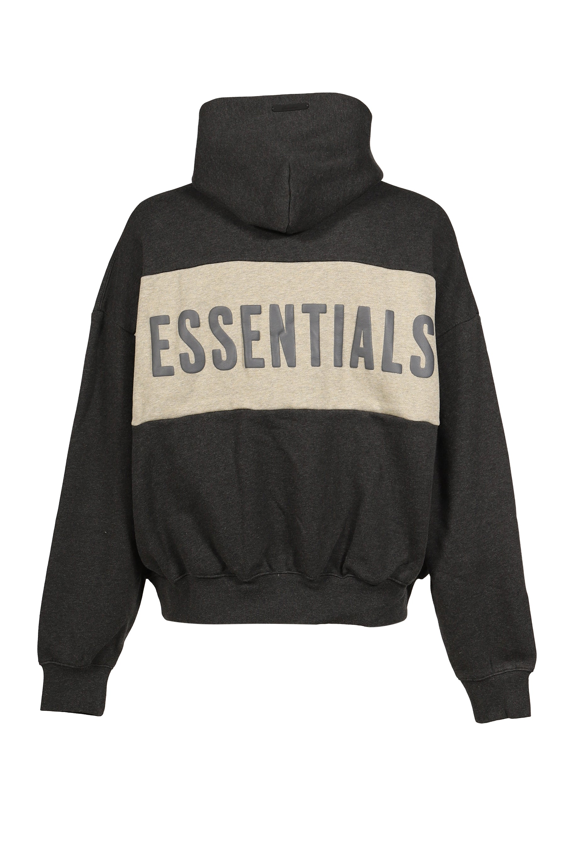 CROPPED RELAXED PANELLED HOODIE / IRON GRY HEATHER / SEAL HEATHER