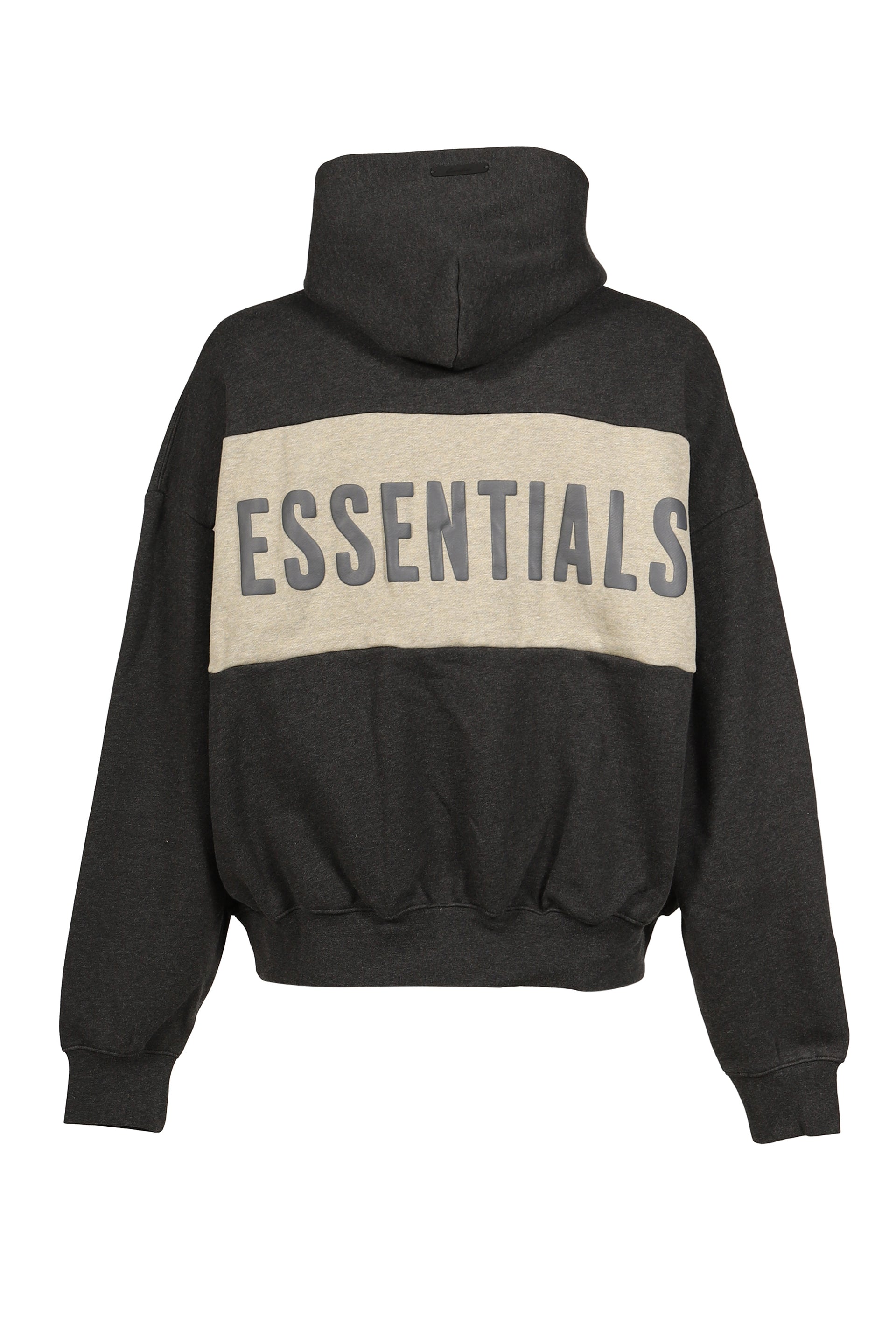 CROPPED RELAXED PANELLED HOODIE / IRON GRY HEATHER / SEAL HEATHER