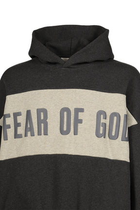 CROPPED RELAXED PANELLED HOODIE / IRON GRY HEATHER / SEAL HEATHER