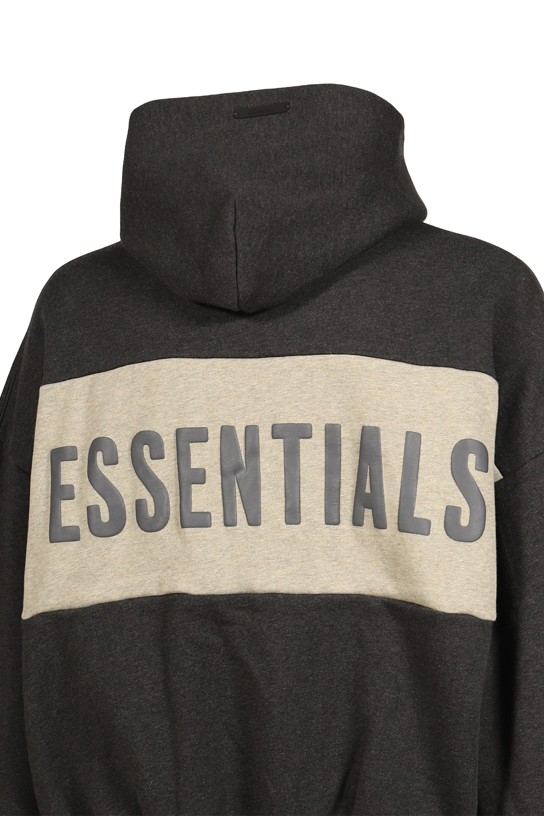 CROPPED RELAXED PANELLED HOODIE / IRON GRY HEATHER / SEAL HEATHER