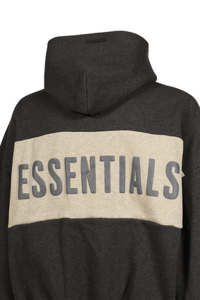 CROPPED RELAXED PANELLED HOODIE / IRON GRY HEATHER / SEAL HEATHER
