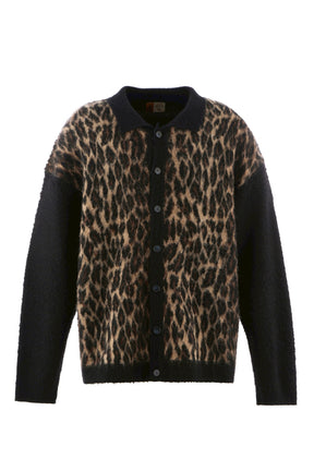 KNIT CARDIGAN/LEOPARD / BLK