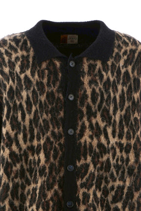 KNIT CARDIGAN/LEOPARD / BLK