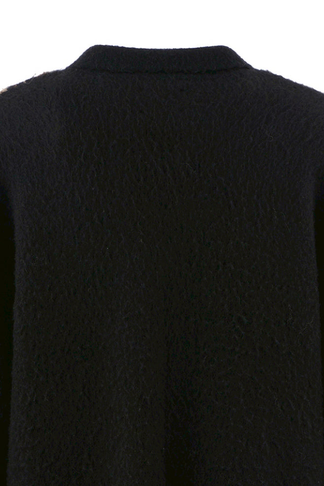 KNIT CARDIGAN/LEOPARD / BLK