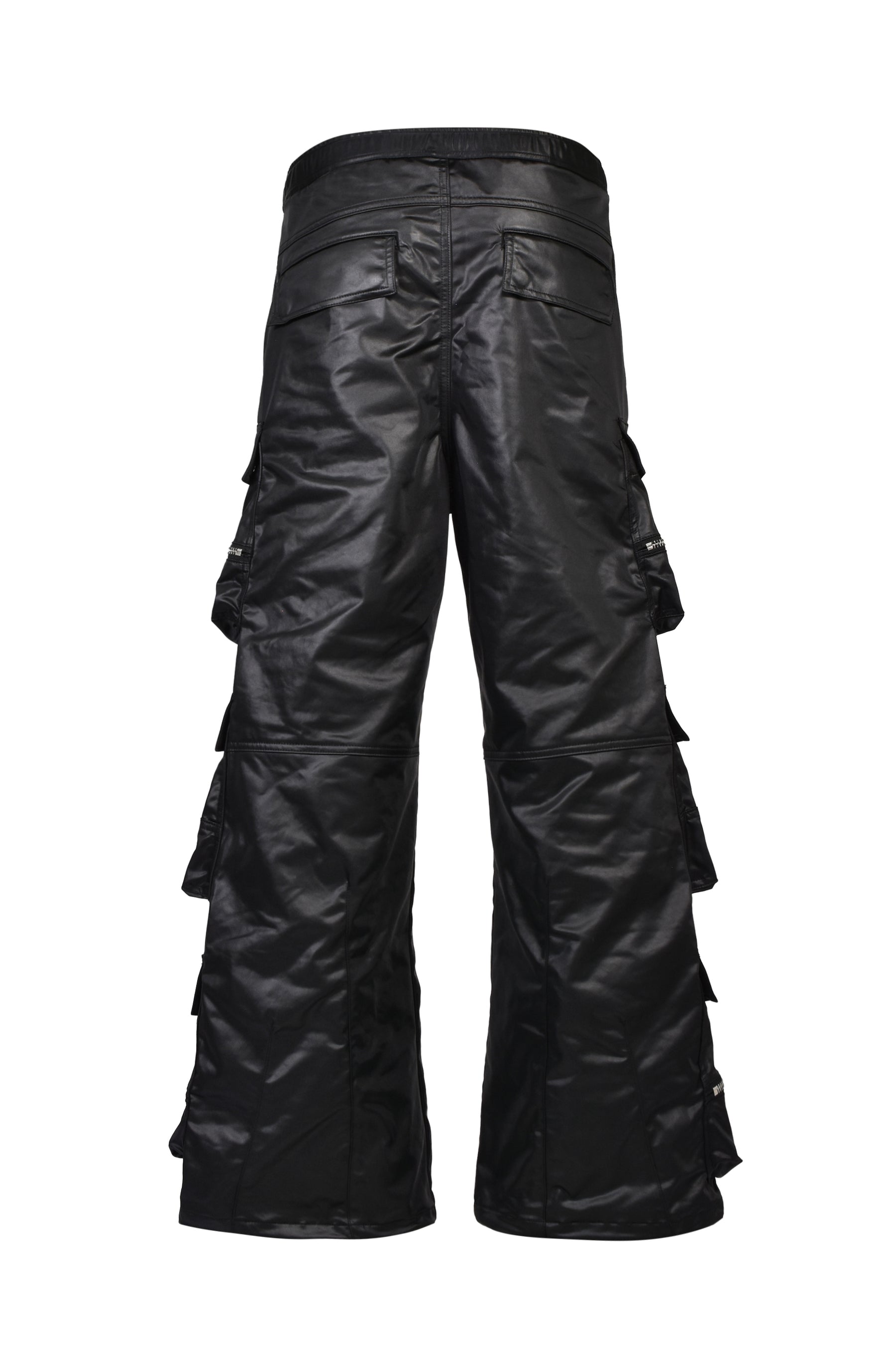 SATIN TRIPLE CARGO PANTS / BLK