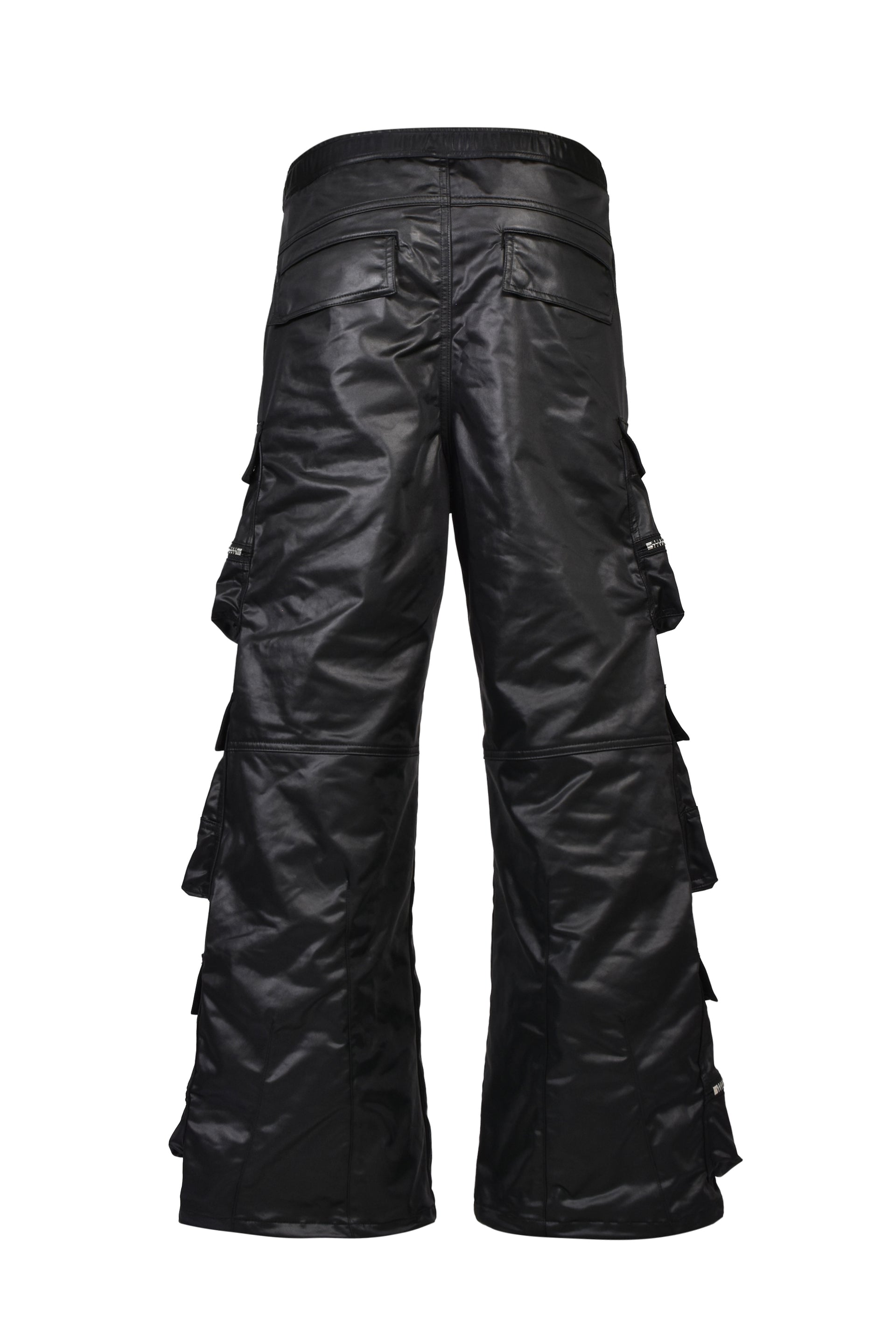 SATIN TRIPLE CARGO PANTS / BLK