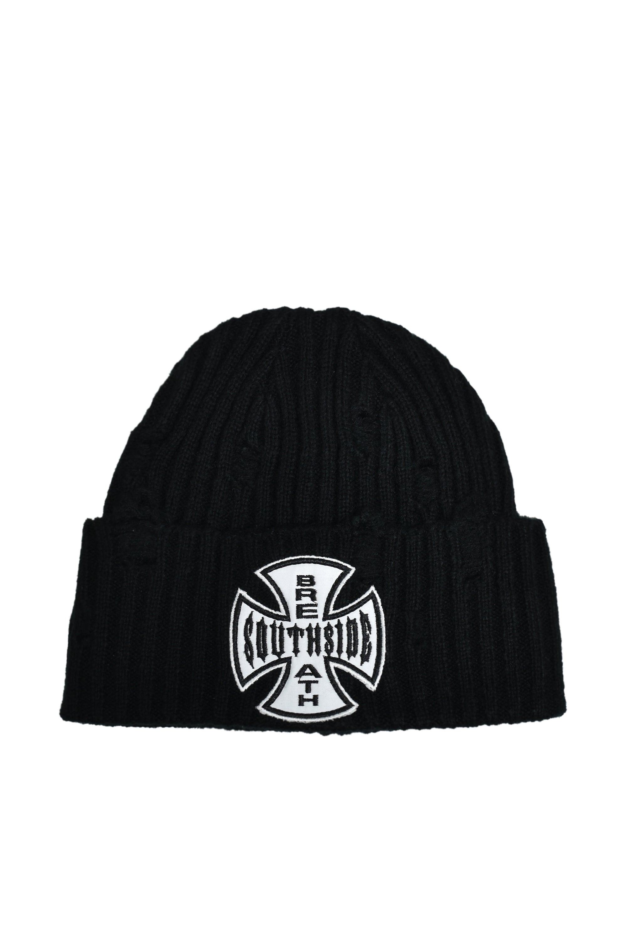 BREATH ブレス FW25 SOUTHSIDE CROSS DAMAGE RIB BEANIE / BLK