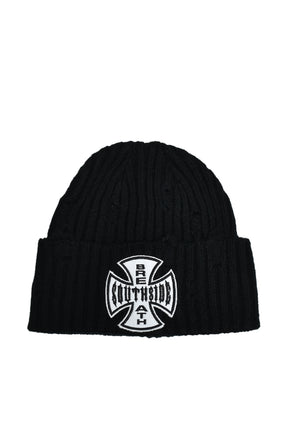 SOUTHSIDE CROSS DAMAGE RIB BEANIE / BLK