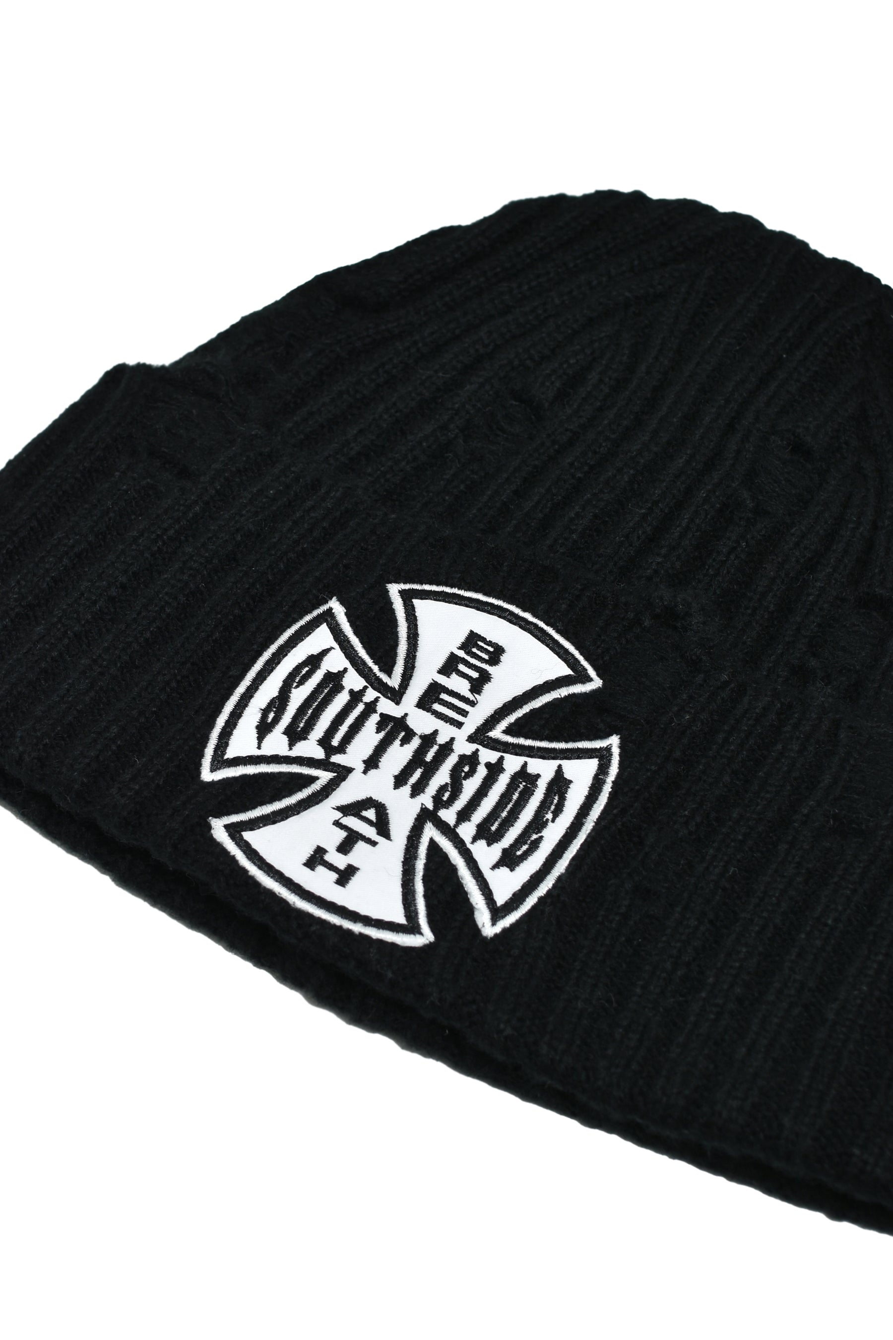 SOUTHSIDE CROSS DAMAGE RIB BEANIE / BLK