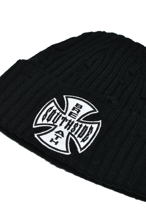 SOUTHSIDE CROSS DAMAGE RIB BEANIE / BLK