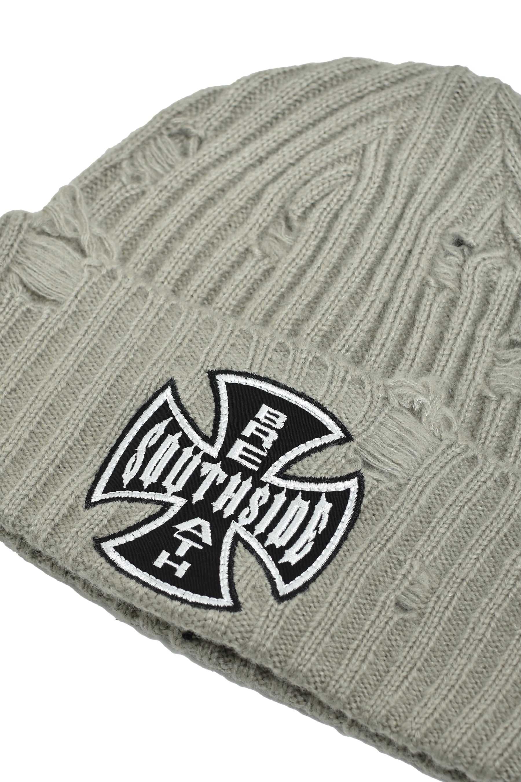 SOUTHSIDE CROSS DAMAGE RIB BEANIE / DUST