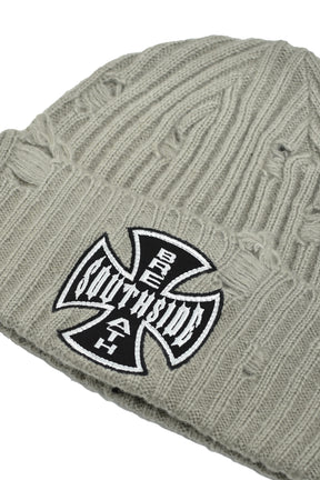 SOUTHSIDE CROSS DAMAGE RIB BEANIE / DUST