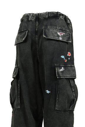 MILITARY PANTS KIDS STICKER / BLK