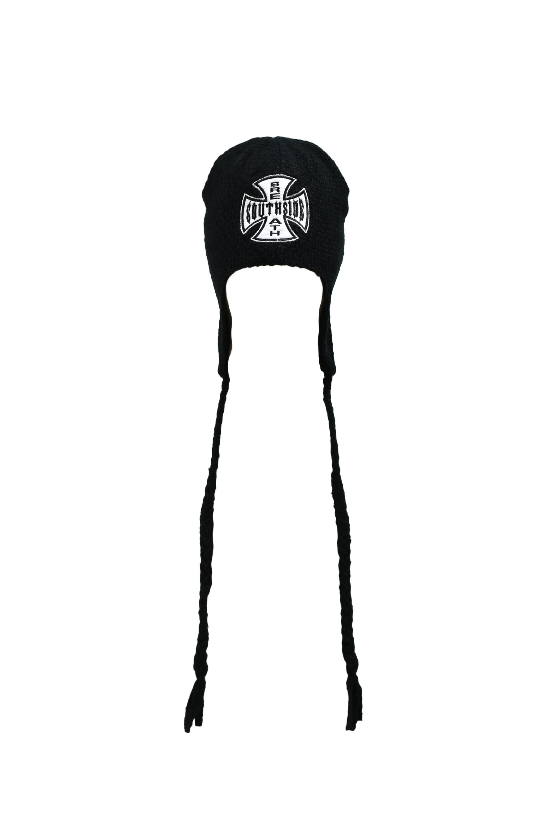 SOUTHSIDE CROSS EAR FLAP BEANIE / BLK